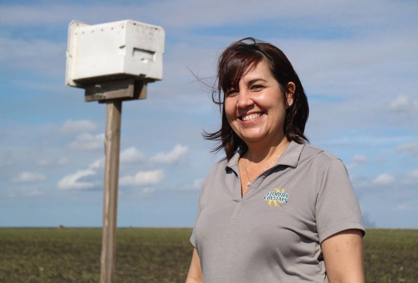 Dr. Moramay Naranjo, Florida Crystals’ Principal Scientist, who specializes in crop protection, leads Florida Crystals’ Barn Owl program to naturally protect crops from pests. [Photo courtesy Florida Crystals]